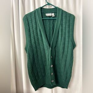 VTG Sundays grandpa textured dark green button up sweater vest St Patrick’s day